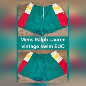 Ralph Lauren Men's Vintage Swim Shorts - Green and Red